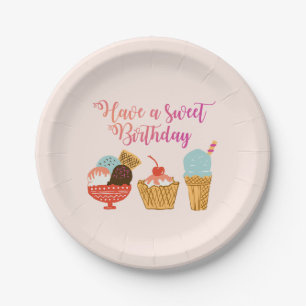 誕生日のアイスクリームのイラストレーション ペーパープレート