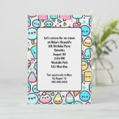 誕生日のアイスクリームコーンとアイスポップの落書き 招待状 (スタンド正面)