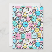 誕生日のアイスクリームコーンとアイスポップの落書き 招待状 (裏面)