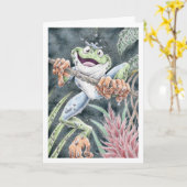 誕生日のアマガエル カード (黄色い花)