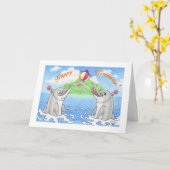 誕生日のイルカ カード (黄色い花)