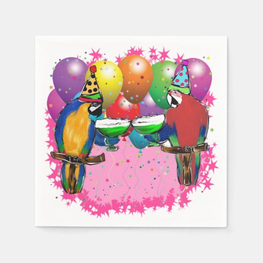 誕生日のインコ スタンダードカクテルナプキン (正面)