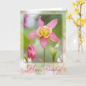 誕生日のオダマキ（植物） カード (黄色い花)