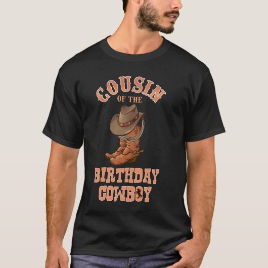 誕生日のカウボーイのいとこ ウエスタン風 誕生日 Tシャツ (正面)