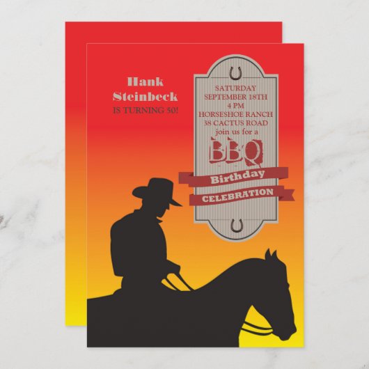 誕生日のカウボーイの招待状 招待状 (正面/裏面)
