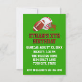 誕生日のカスタムなフットボールのパーティー 招待状 (裏面)