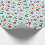 誕生日のカップケーキのビーグル犬 ラッピングペーパー (角)