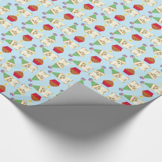 誕生日のカップケーキ玩具プードル ラッピングペーパー (角)