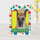 誕生日のカップケーキ-グレートデーン カード (黄色い花)