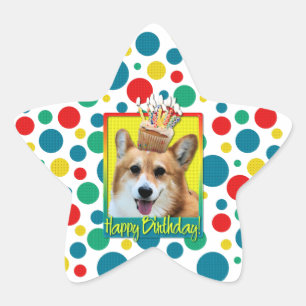 誕生日のカップケーキ-コーギー-オーウェン 星シール