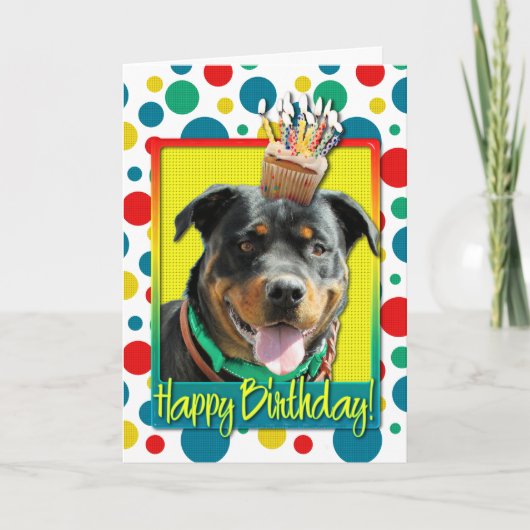 誕生日のカップケーキ-ロットワイラー- SambaParTi カード (正面)