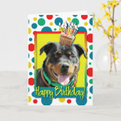 誕生日のカップケーキ-ロットワイラー- SambaParTi カード (黄色い花)