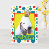 誕生日のカップケーキ- Bedlington カード (黄色い花)