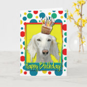 誕生日のカップケーキ- Saluki カード (黄色い花)