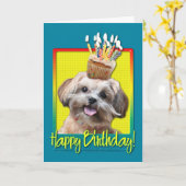 誕生日のカップケーキ- ShihPoo - Maggie カード (黄色い花)