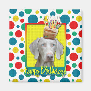 誕生日のカップケーキ- Weimaraner マグネット