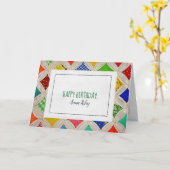 誕生日のカテドラルウィンドウキルトパターン カード (黄色い花)