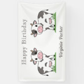 誕生日のカワイイ牛バナー 横断幕 (縦)