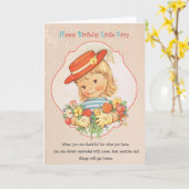 誕生日のカード女の子、妖精 カード (黄色い花)