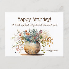 誕生日のクリスチャン聖書の詩句 エレガントな花 ポストカード