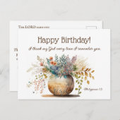 誕生日のクリスチャン聖書の詩句 エレガントな花 ポストカード (正面/裏面)