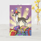 誕生日のグレイハウンド/Whippet/イタリアン・グレーハウンド カード (黄色い花)