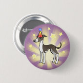 誕生日のグレイハウンド/Whippet/イタリアン・グレーハウンド 缶バッジ (正面&裏面)