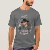誕生日のグレーの白の写真の男の神話伝説 Tシャツ (正面)
