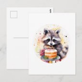 誕生日のケーキを持つ幸せなラッコ ポストカード (正面/裏面)