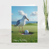 誕生日のゴルフボール付きカモメ カード (正面)