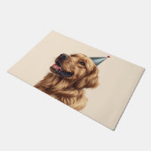 誕生日のゴールデンレトリバー犬 ドアマット (アングル)