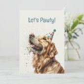 誕生日のゴールデンレトリバー犬 招待状 (スタンド正面)