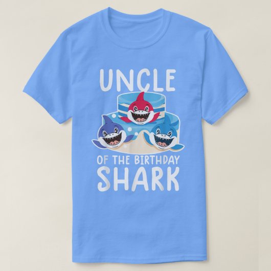 誕生日のシャークシャツの誕生日の家族の叔父 Tシャツ (デザイン正面)