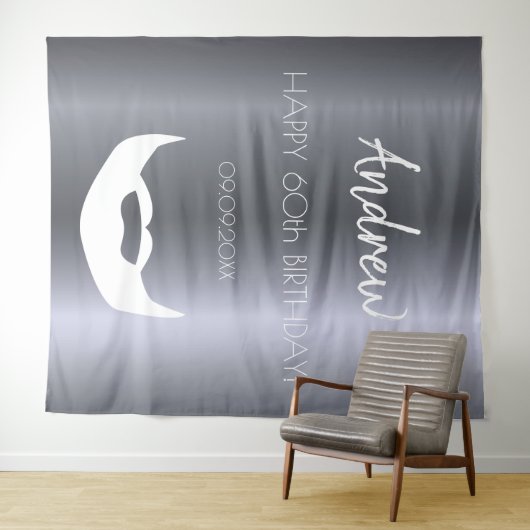 誕生日のシルバーフォックス メンズ ガイ グレー おしゃれ タペストリー (インサイチュ(横))