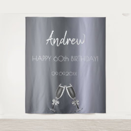 誕生日のシルバーフォックス メンズ ガイ グレー モダン お祝い タペストリー