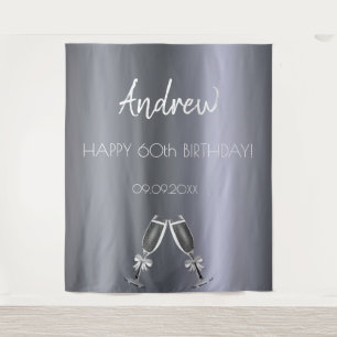 誕生日のシルバーフォックス メンズ ガイ グレー モダン お祝い タペストリー