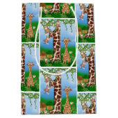 誕生日のジャングル動物 ミディアムペーパーバッグ (正面)