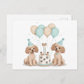 誕生日のスタンダードプードル犬 ポストカード (正面/裏面)