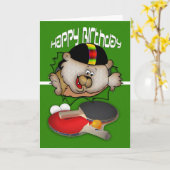 誕生日のスポーツの卓球台のテニス カード (黄色い花)