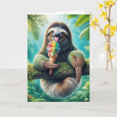 誕生日のスロッツアイスクリームコーン付き カード (黄色い花)