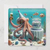 誕生日のタコとビール 招待状 (正面)