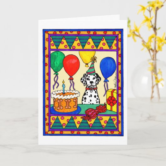 誕生日のダルマチア人 カード (黄色い花)