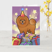 誕生日のチャウチャウ カード (黄色い花)