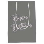 誕生日のティーンガール、髪の後ろに隠れる ミディアムペーパーバッグ (裏面)