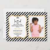 誕生日のディナー・パーティの金ゴールドのエレガントなシャンデリア 招待状 (正面)