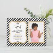 誕生日のディナー・パーティの金ゴールドのエレガントなシャンデリア 招待状 (スタンド正面)