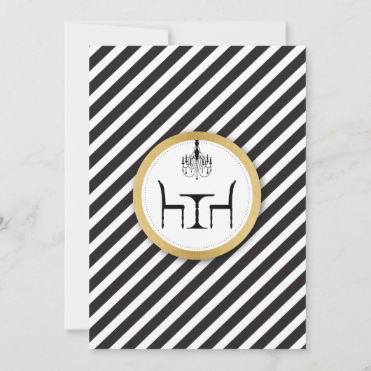 誕生日のディナー・パーティの金ゴールドのエレガントな招待状 招待状 (裏面)