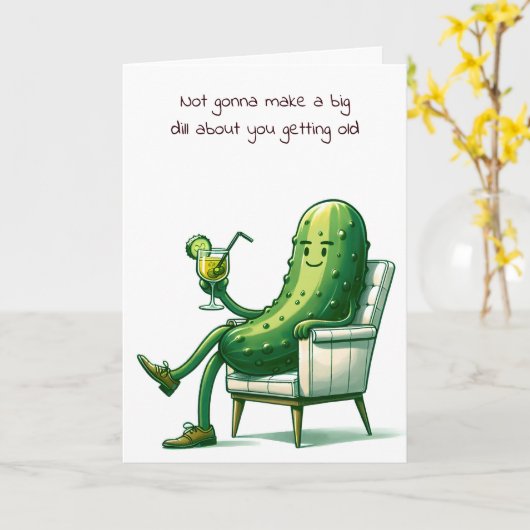 誕生日のディルの椅子のピクルス カード (黄色い花)