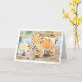 誕生日のトリケラトプス カード (黄色い花)