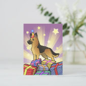 誕生日のドイツ牧羊犬 ポストカード (スタンド正面)
